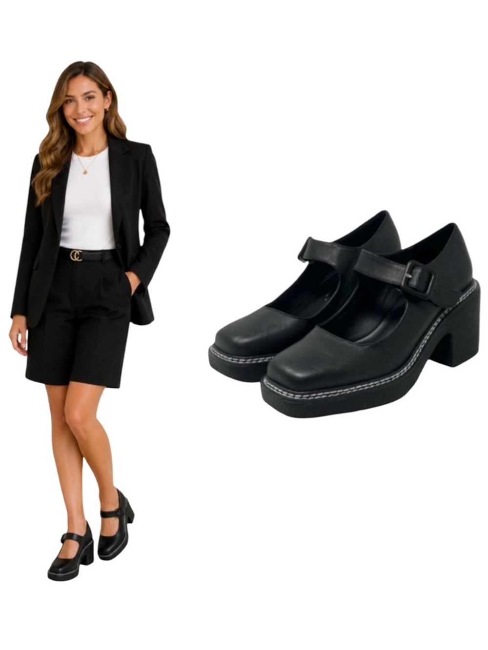 Intentionally Blank Categorial Mary Janes Size 6 Black New In Box Square Toe